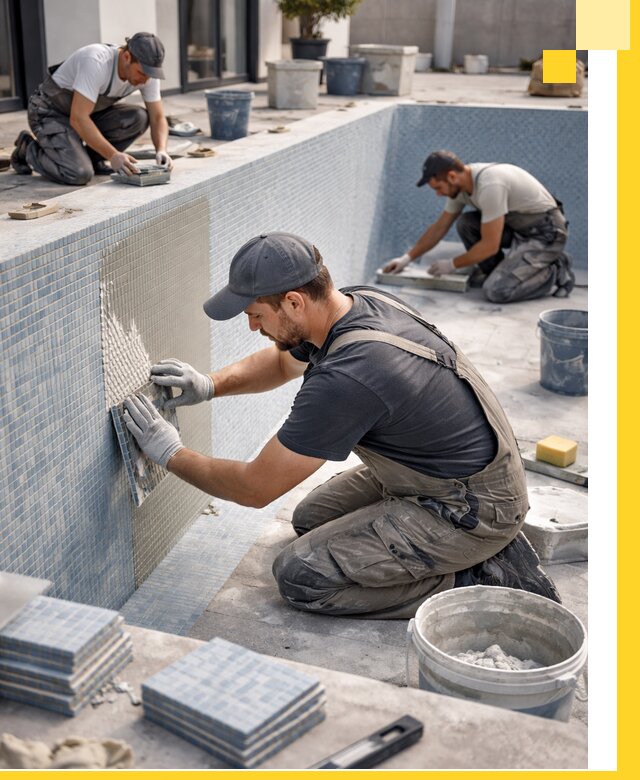 Облицовка бассейнов в Пушкине плитка мозаика гидроизоляция