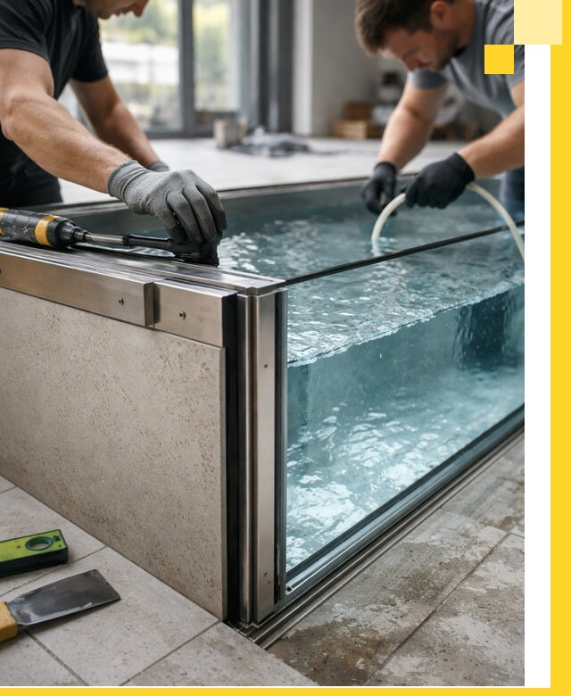 Проектирование и монтаж стеклянных бассейнов в Пушкине