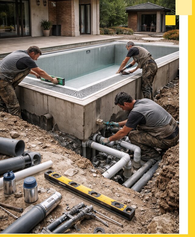 Строительство переливных бассейнов в Пушкине под ключ