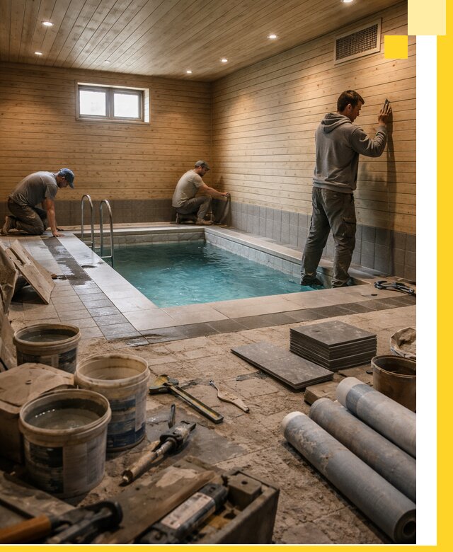 Строительство бани с бассейном и сауной под ключ в Пушкине