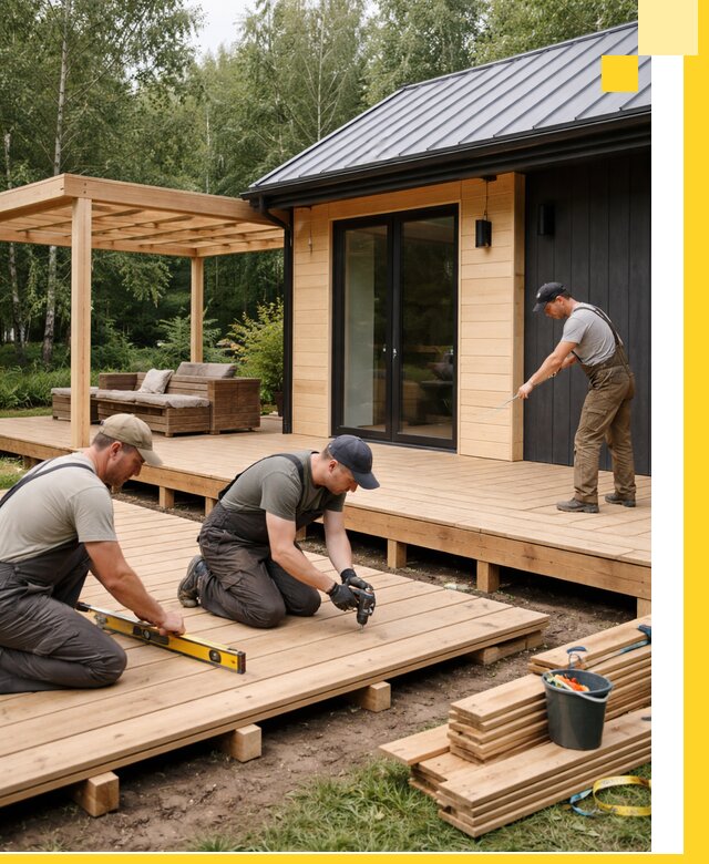 Строительство бань с террасой и бассейном под ключ в Пушкине