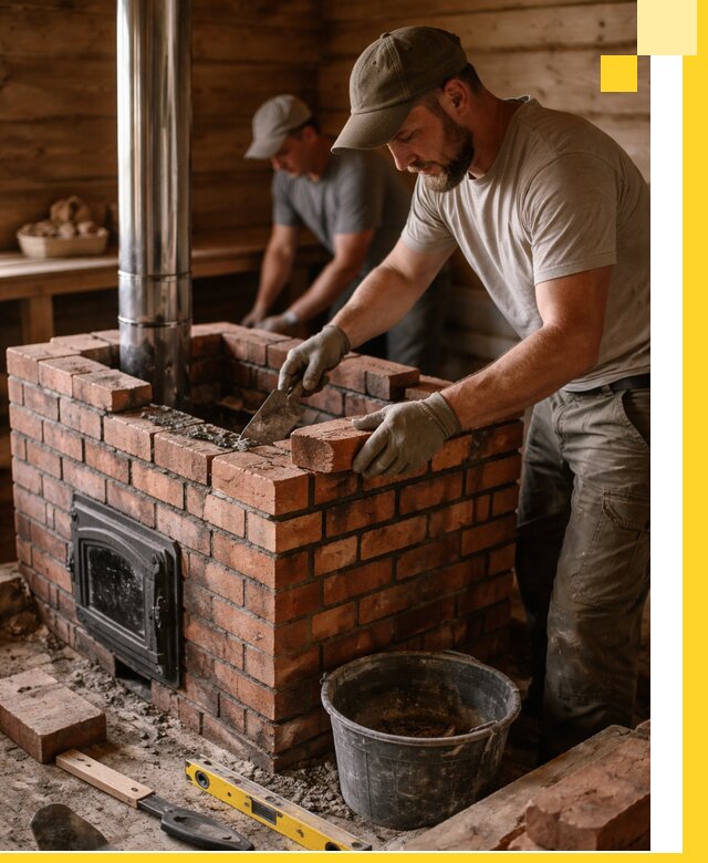 Кирпичные печи для бани под ключ в Пушкине, проект и монтаж