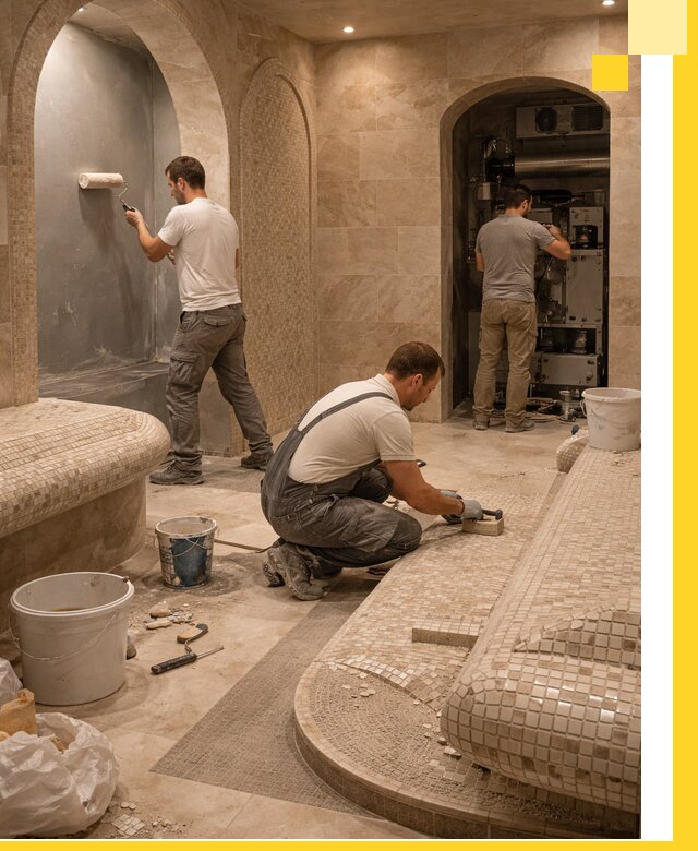 Строительство бани с хамамом и бассейном под ключ в Пушкине