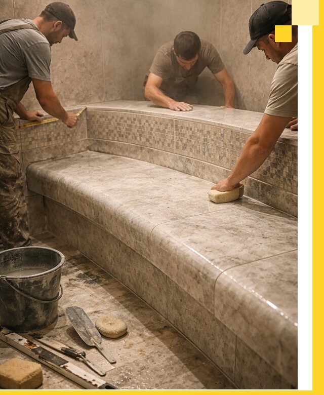 Изготовление и установка сидений для хамама в Пушкине